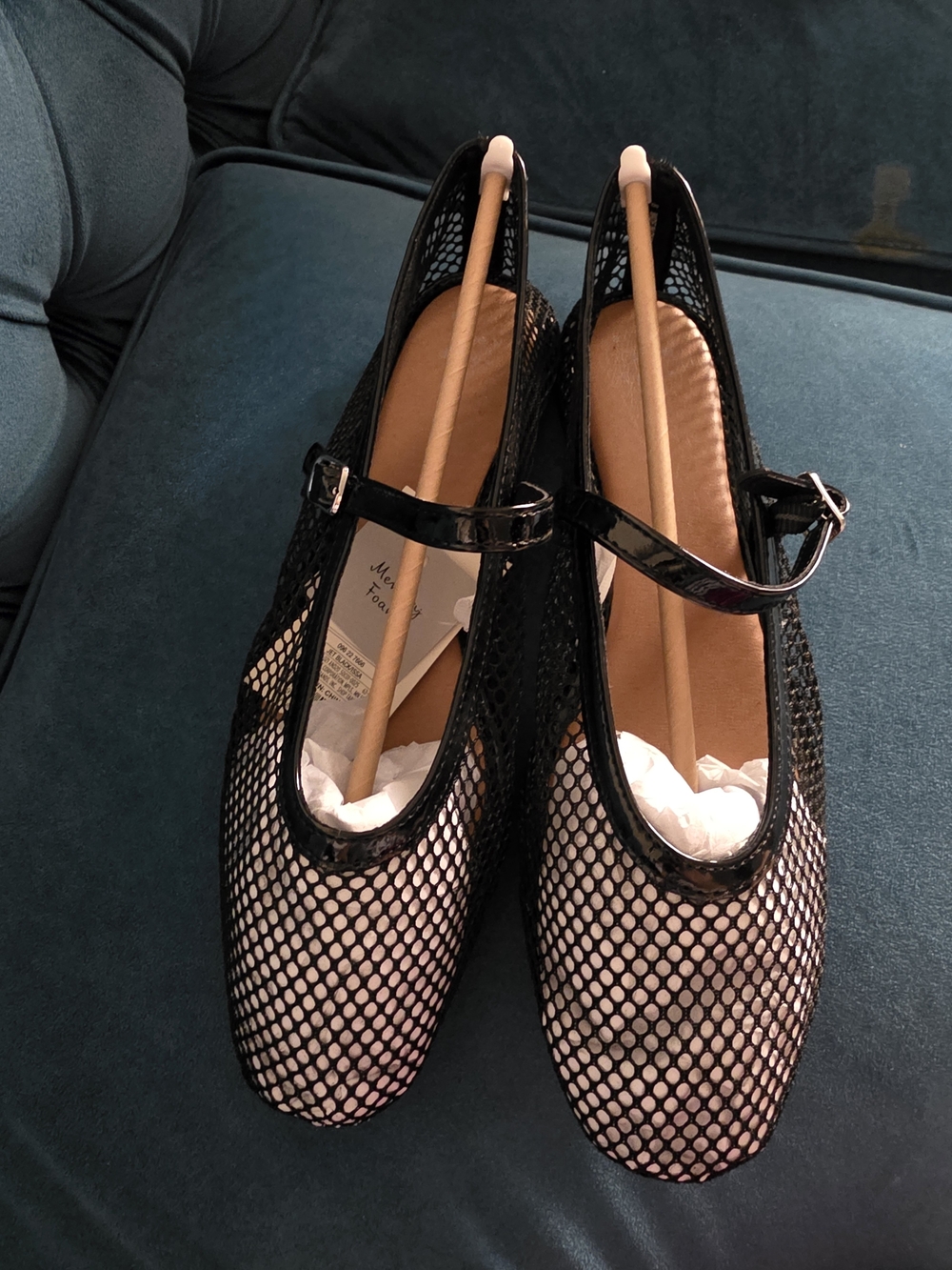 a new day Black Mesh Mary Jane Flats with Nude Insole